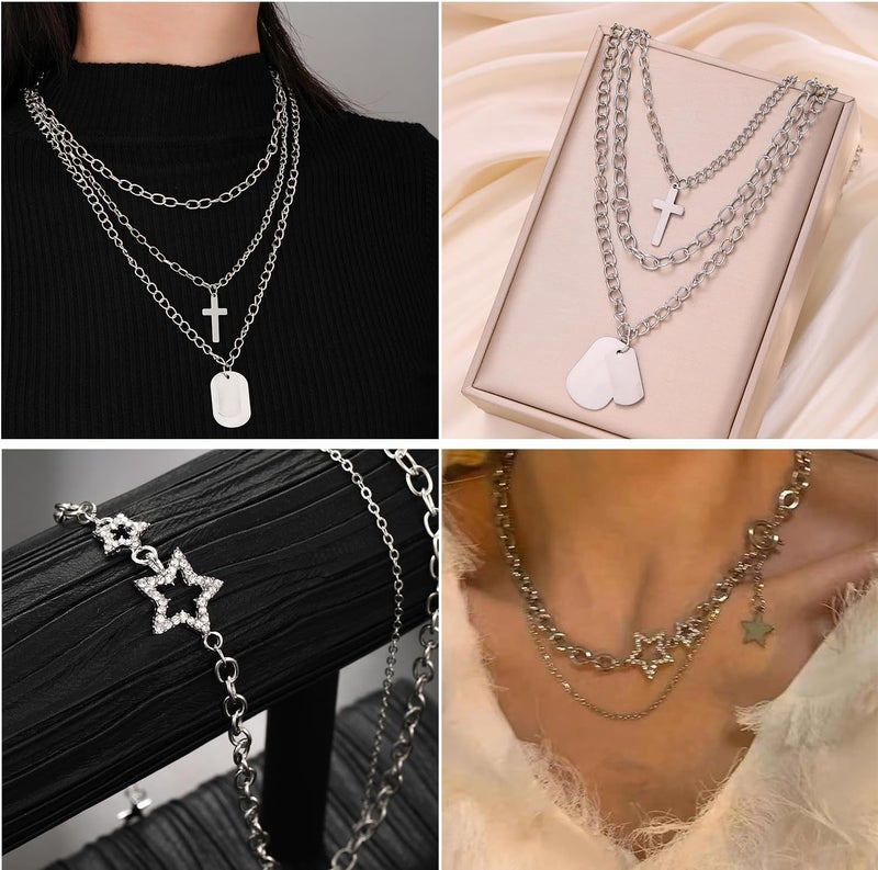 CONGYING 73 Pcs Gold Jewelry Set with 6Pcs Layered Necklace, 11 Pcs anklet and 7Pcs Earring Ear Cuff,12Hoop Earrings ,15pcs Rings,21pcs stud earrings Jewerly set for Women Pack for Friendship Party Gift - Image 5